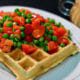 chinese-sausage-waffles-pea-red-pepper-salad-lap-xuong