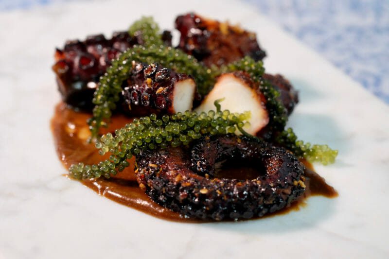 balsamic-glazed-octopus-on-a-black-garlic-and-anchovy-puree