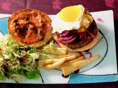 grilled-pineapple-burger-black-garlic-tomato-sauce-pickled-beetroot