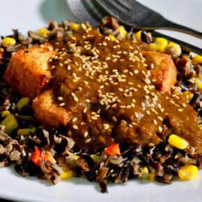 crispy-tofu-curry-sauce-wild-rice