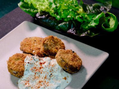 panko-eggplant-mint-yoghurt-sauce