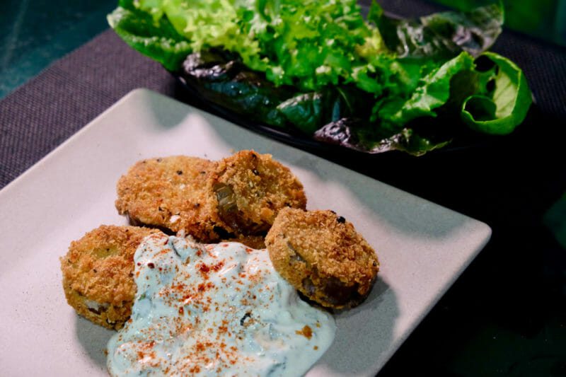 panko-eggplant-mint-yoghurt-sauce