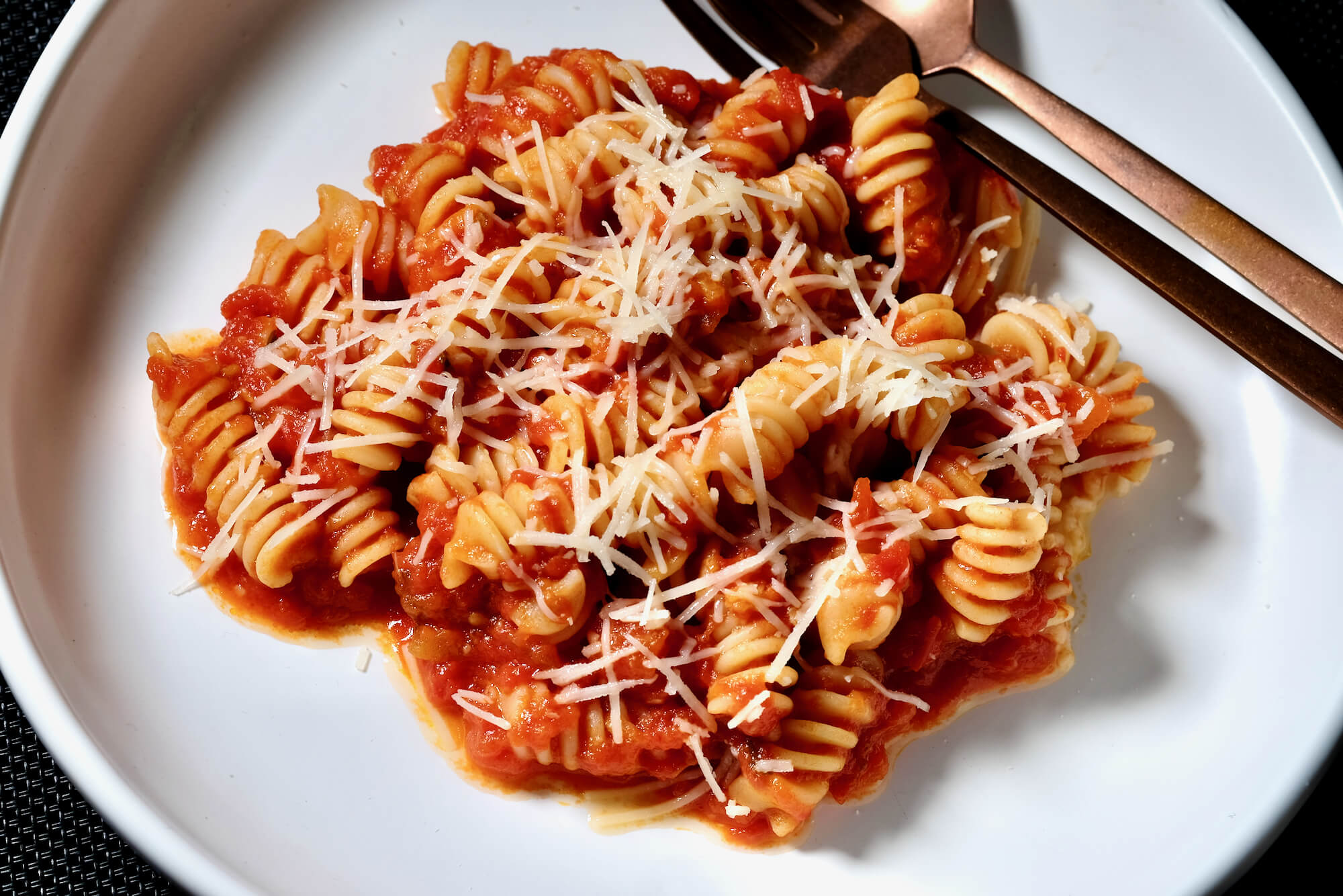 fusilli in tomato sauce