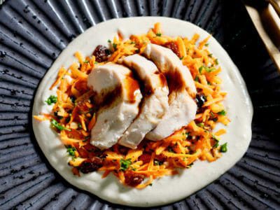 carrot-raisin-salad-white-bean-puree-sous-vide-chicken-breast