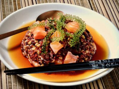 mixed-rice-chazuke-miso-cured-salmon