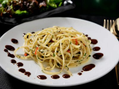 pasta-anchovies-garlic-black-garlic-balsamic-drizzle