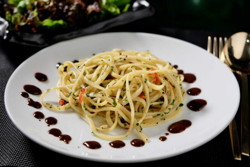 pasta-anchovies-garlic-black-garlic-balsamic-drizzle