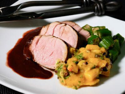 sous-vide-pork-tenderloin-blackberry-balsamic-reduction-fresh-mango-salsa