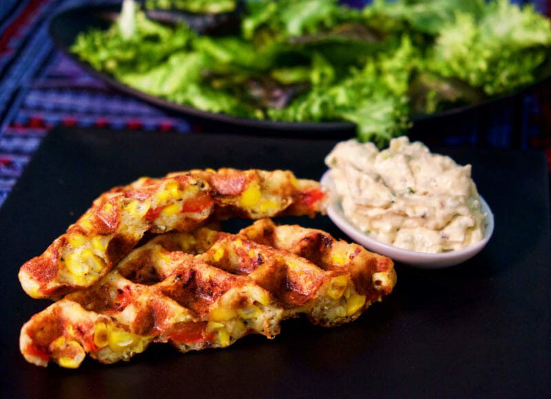 roasted-red-pepper-and-corn-waffles