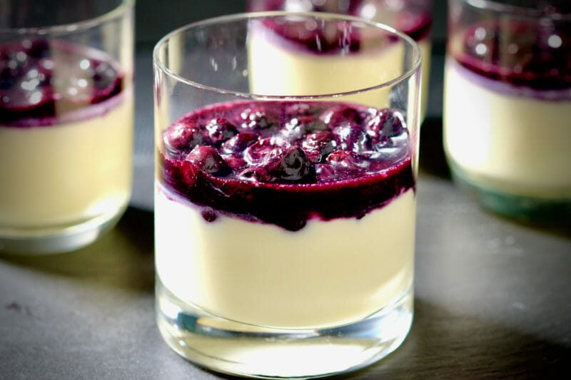 sake-panna-cotta-blueberry-reduction