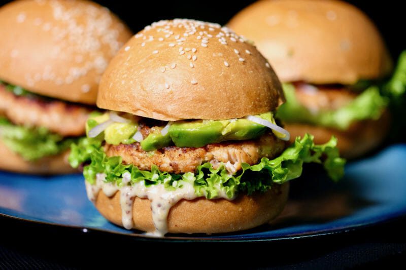 salmon-avocado-burger-honey-mustard-mayo