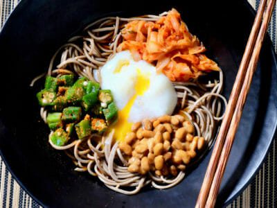 soba-noodle-salad-natto-kimchi-okra