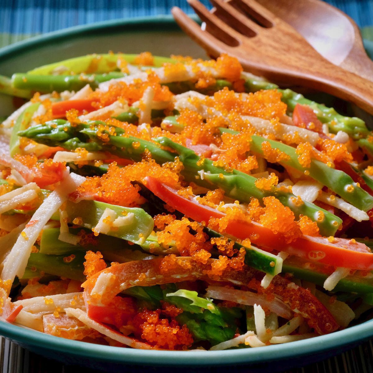 Spicy Kani Salad (asparagus, red pepper, and cucumber) delectabilia