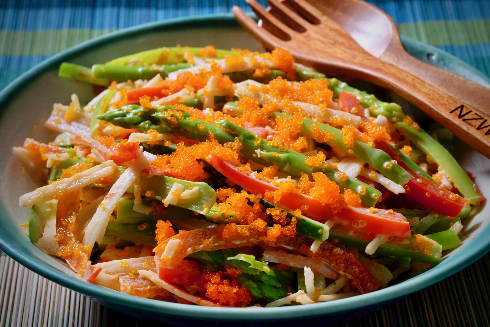 Spicy Kani Salad (asparagus, red pepper, and cucumber) delectabilia