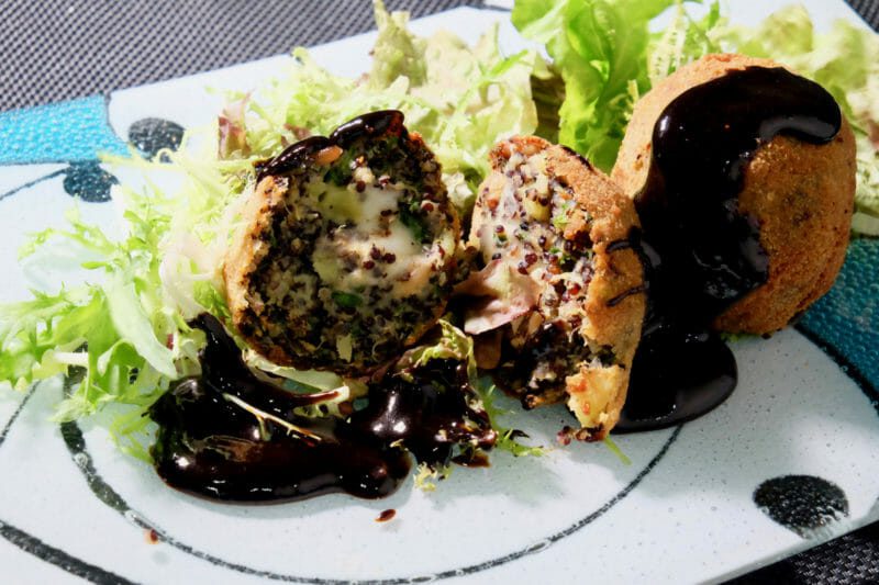 sweet-potato-quinoa-arancini-balls-balsamic-black-garlic-sauce